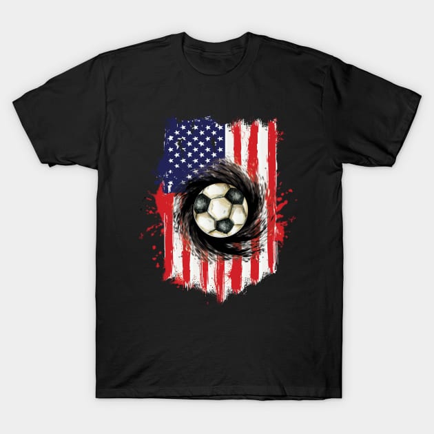 Soccer Ball on American Flag T-Shirt by DigitalCreativeArt